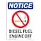 Signmission OSHA Notice Sign, 18" Height, Aluminum, Diesel Fuel Engine Off Sign With Symbol, Portrait OS-NS-A-1218-V-11003 - alternate 1